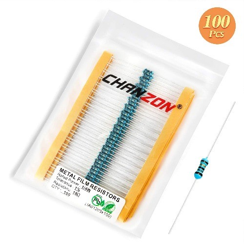 100pcs 1/4W 0.25W 18 ohm Metal Film Fixed Resistor 0.01 1 Tolerance 18R MF