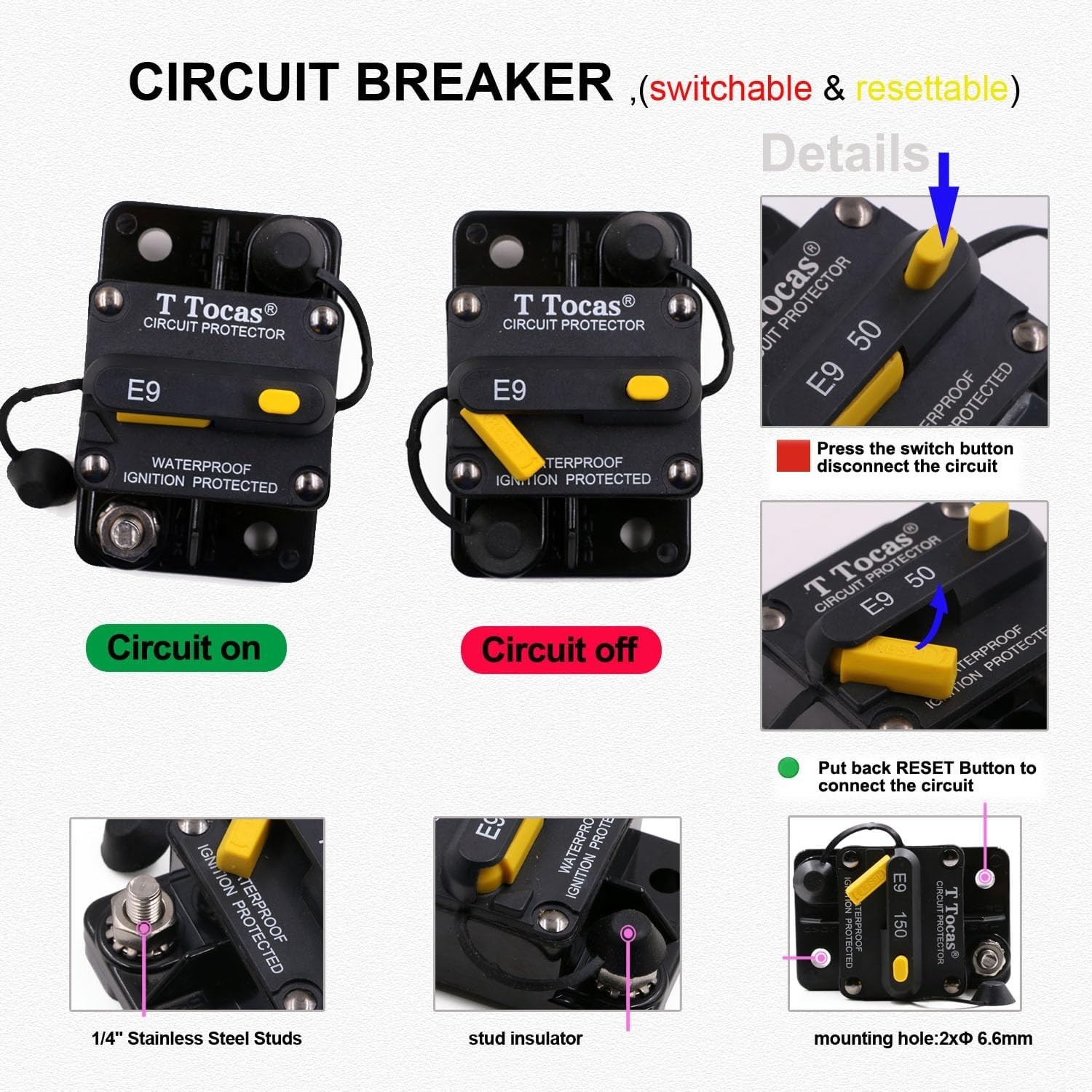 -Rated 30A Circuit Breaker – Compact and Waterproof for Automotive & Marine