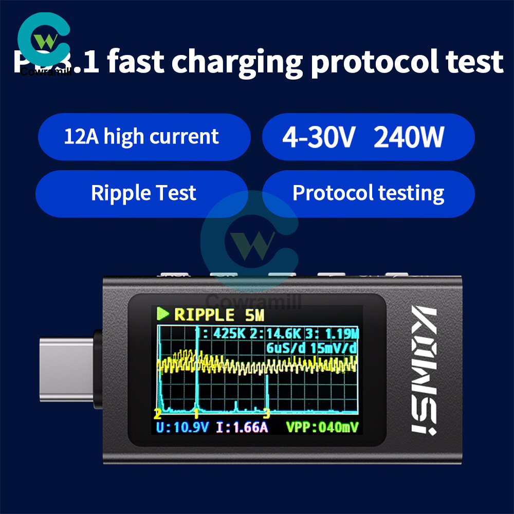 KWS-X1 Type-C Power Tester Voltage Current Meter USB-C Multimeter DC 4-30V 0-12A
