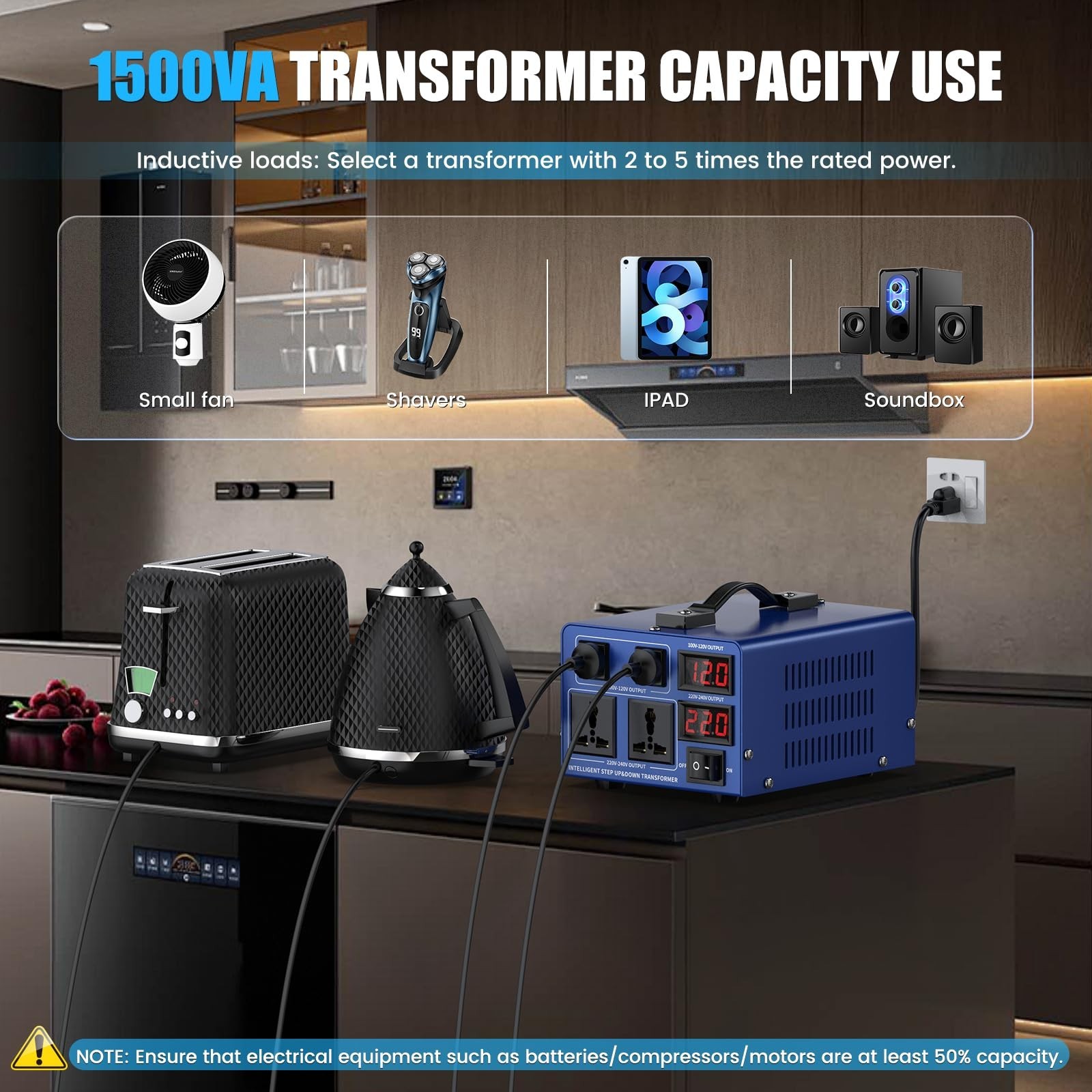 CELYYPU 2000 Watt Voltage Conversion Transformer Heavy-Duty Step-up/Step-Down