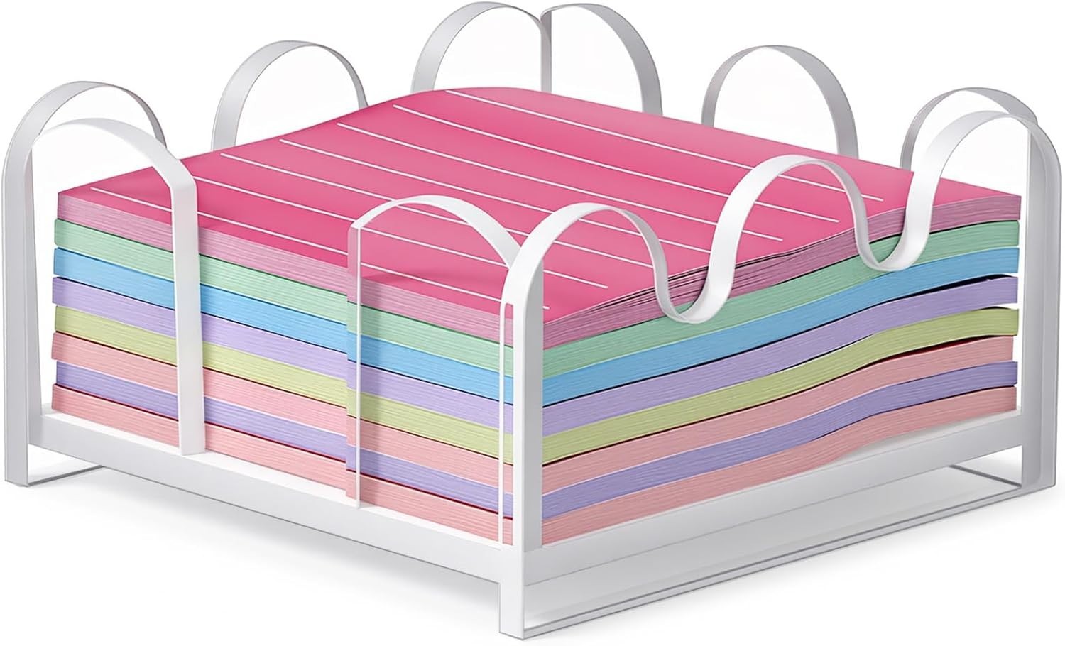 Scalloped Acrylic Sticky Note Holder Crystal Clear Desk Organizer 3.27in