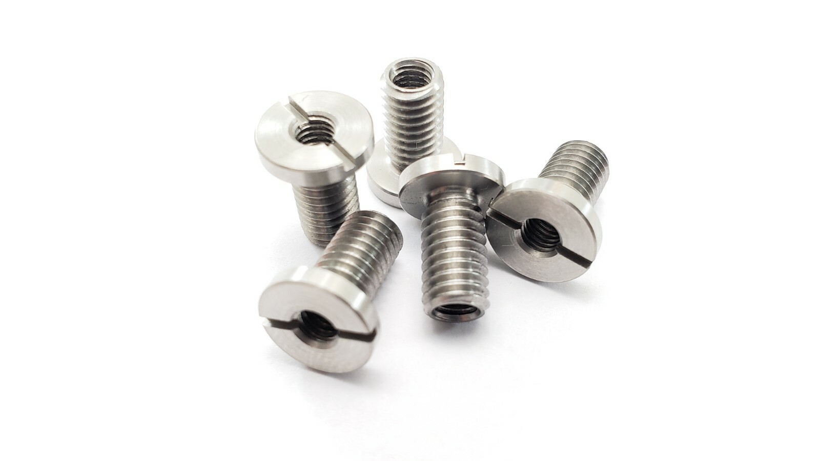5 x THREAD ADAPTERS – M6 6MM MALE TO M4 4MM FEMALE W LIP – THREADED REDUCERS