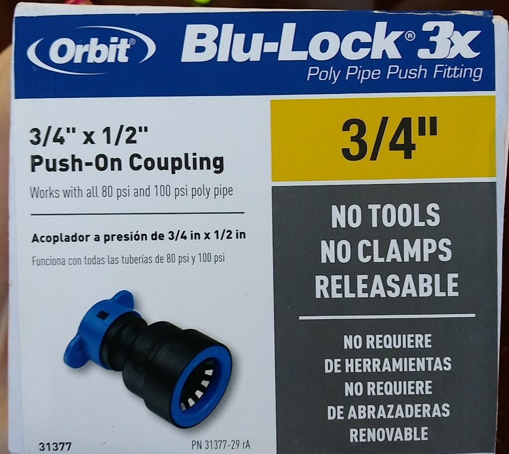 Orbit 31377 Blu-Lock Push Press Fit Connector 3/4 x 1/2 Dia. in. (Pack of 15)