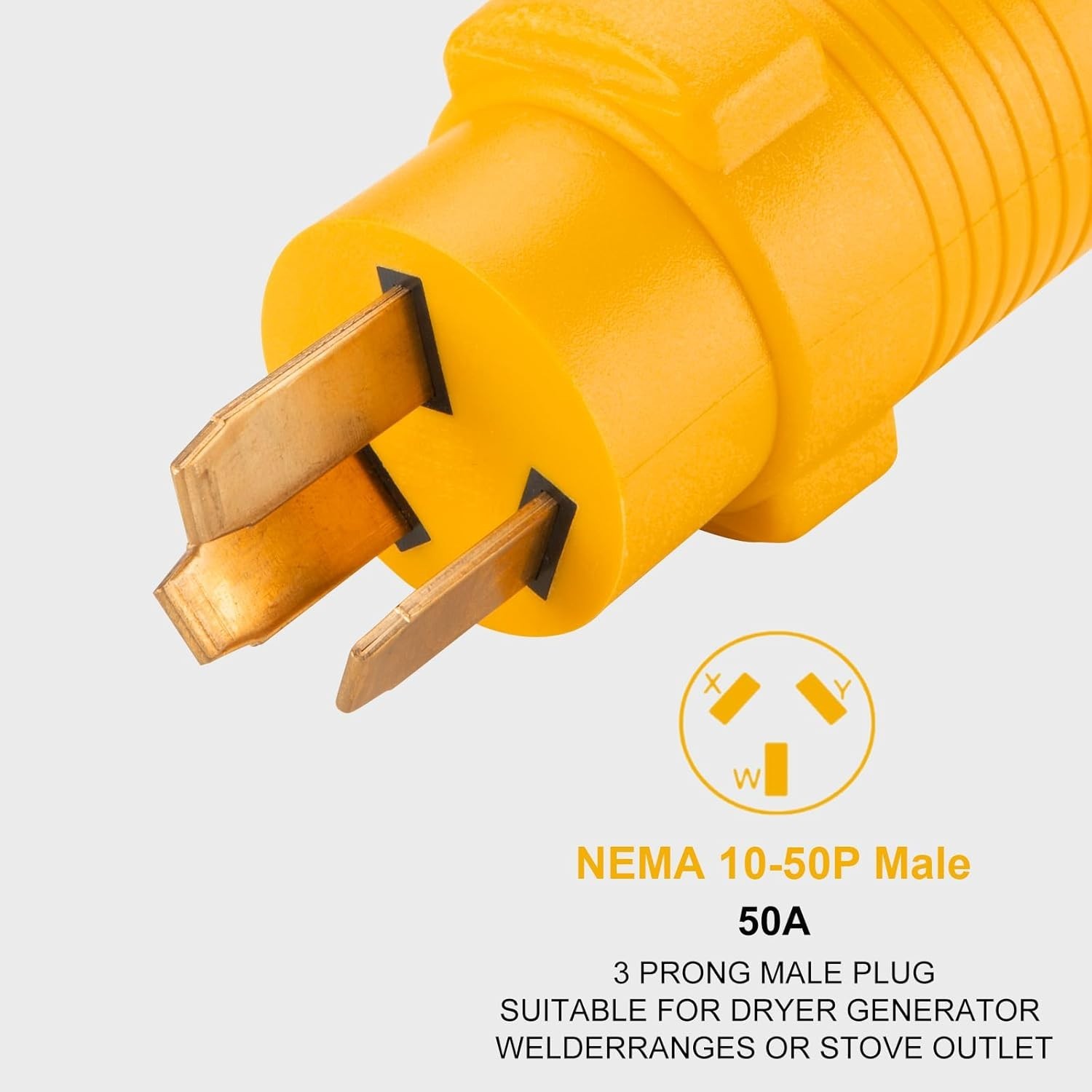 NEMA 10-50P to 6-50R Welder Adaper Plug, 50Amp 240V 3 Prong 3 Yellow