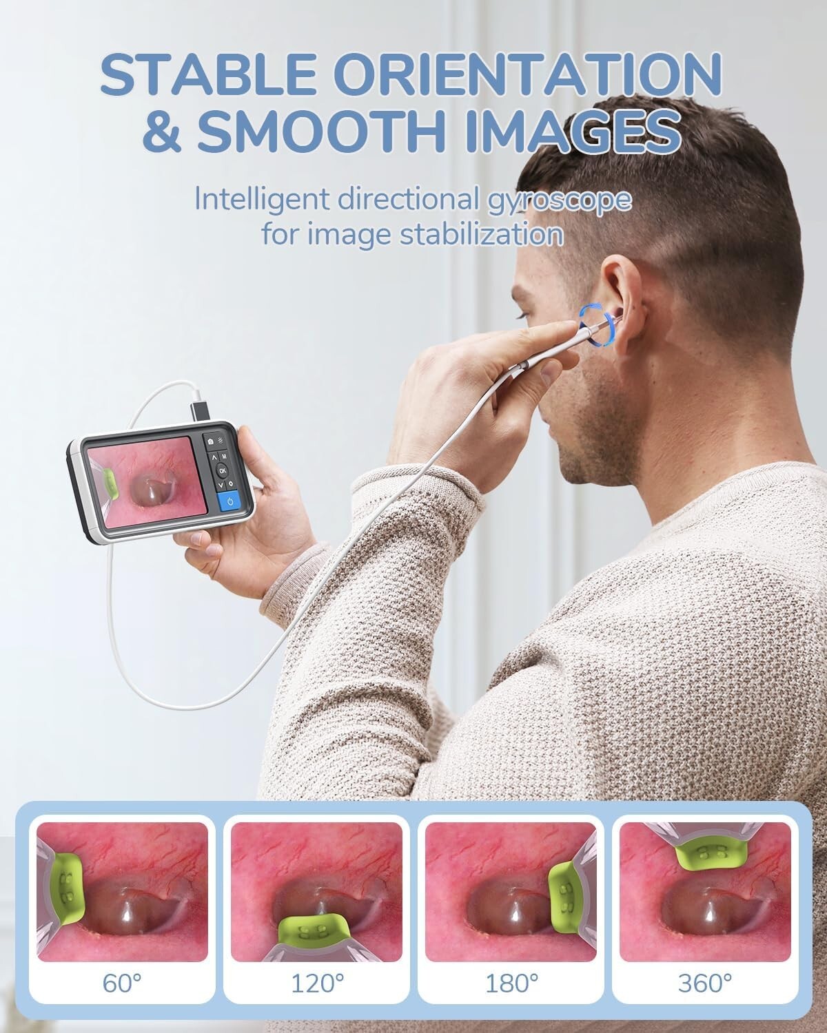 4.5-inch IPS Color Screen Digital Otoscope 1.0MP 1080P 3.9mm Camera 6 LED