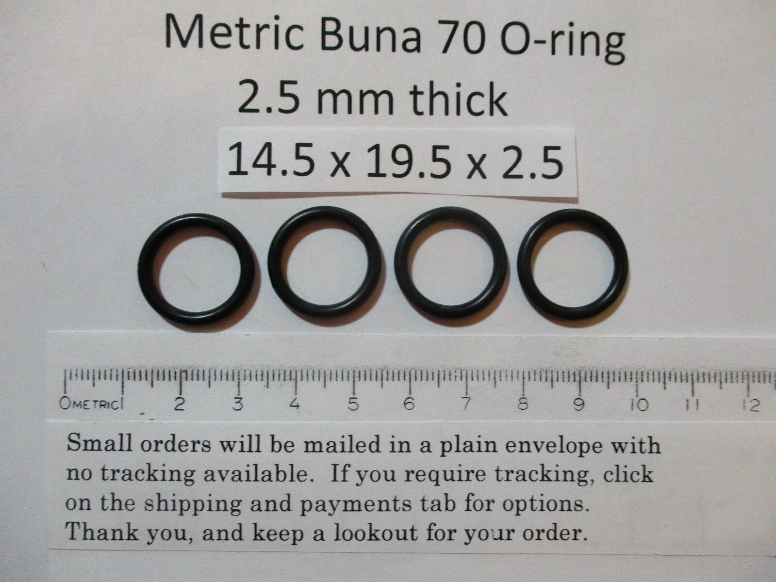 14.5mm ID x 19.5mm OD x 2.5mm thick O-ring. Buna-70. Quan 4.