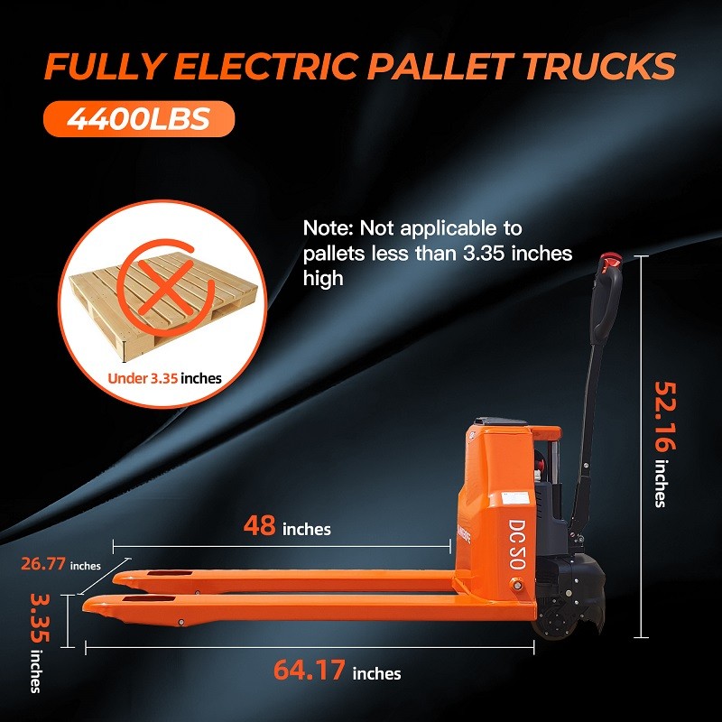 4400LBS Fully Electric Pallet Jack Truck Powered Lithium Battery 48″ x 27″ Forks
