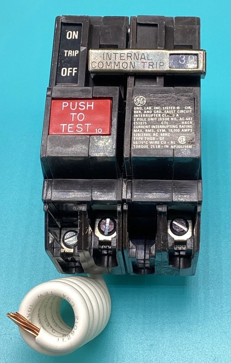 GE THQB2130GF 30 Amp 2 Pole 120/240V GFCI Bolt On Ground Fault Circuit breaker