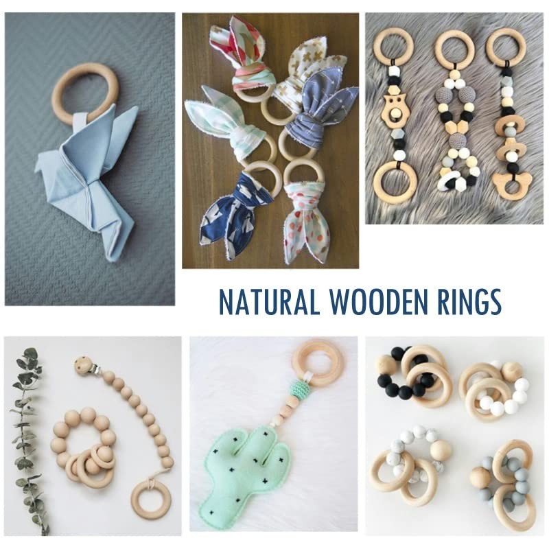 100 PCS Unfinished Natural Wooden Rings for Crafts, Wood DIY,…