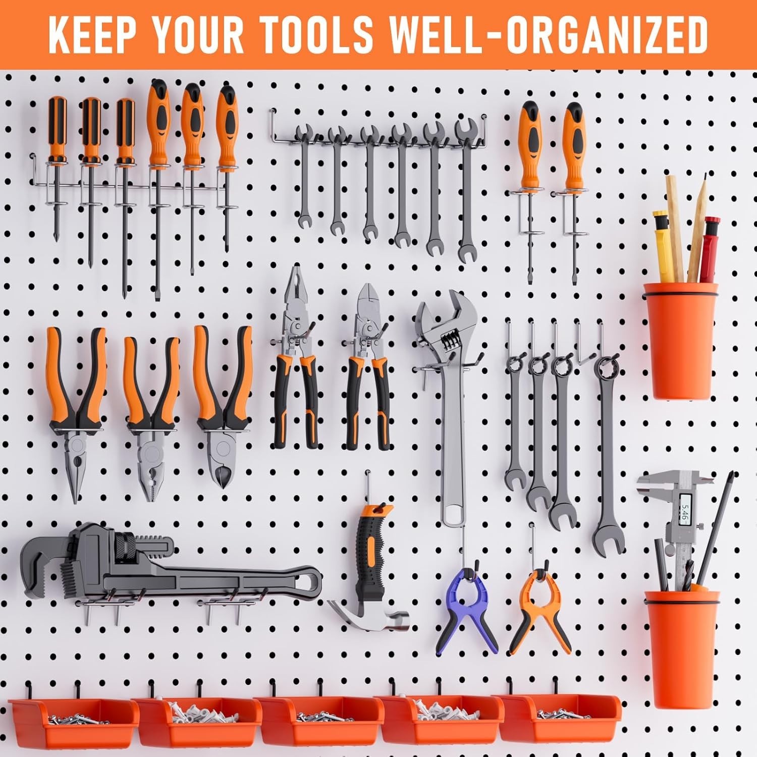 330PCS Upgraded Pegboard Accessories Organizer Kit, Peg Board Hooks Assortmen…