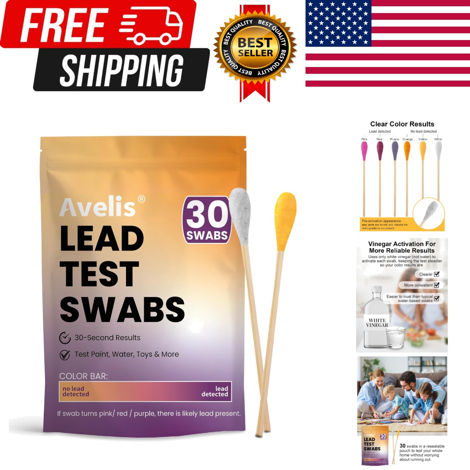 30 PCS Lead Kit for Dishes, Lead Testing Swabs for Paint & Jewelry,