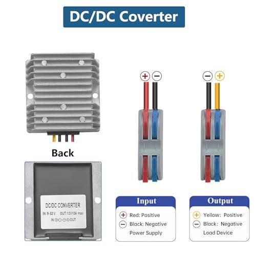 9-32V to 12V10A DC Down Converter DC Voltage Regulator with Waterproof Fuse a…