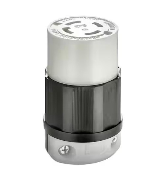 Leviton 30 Amp 125/250-Volt Locking Connector, Black and White 2713-CS