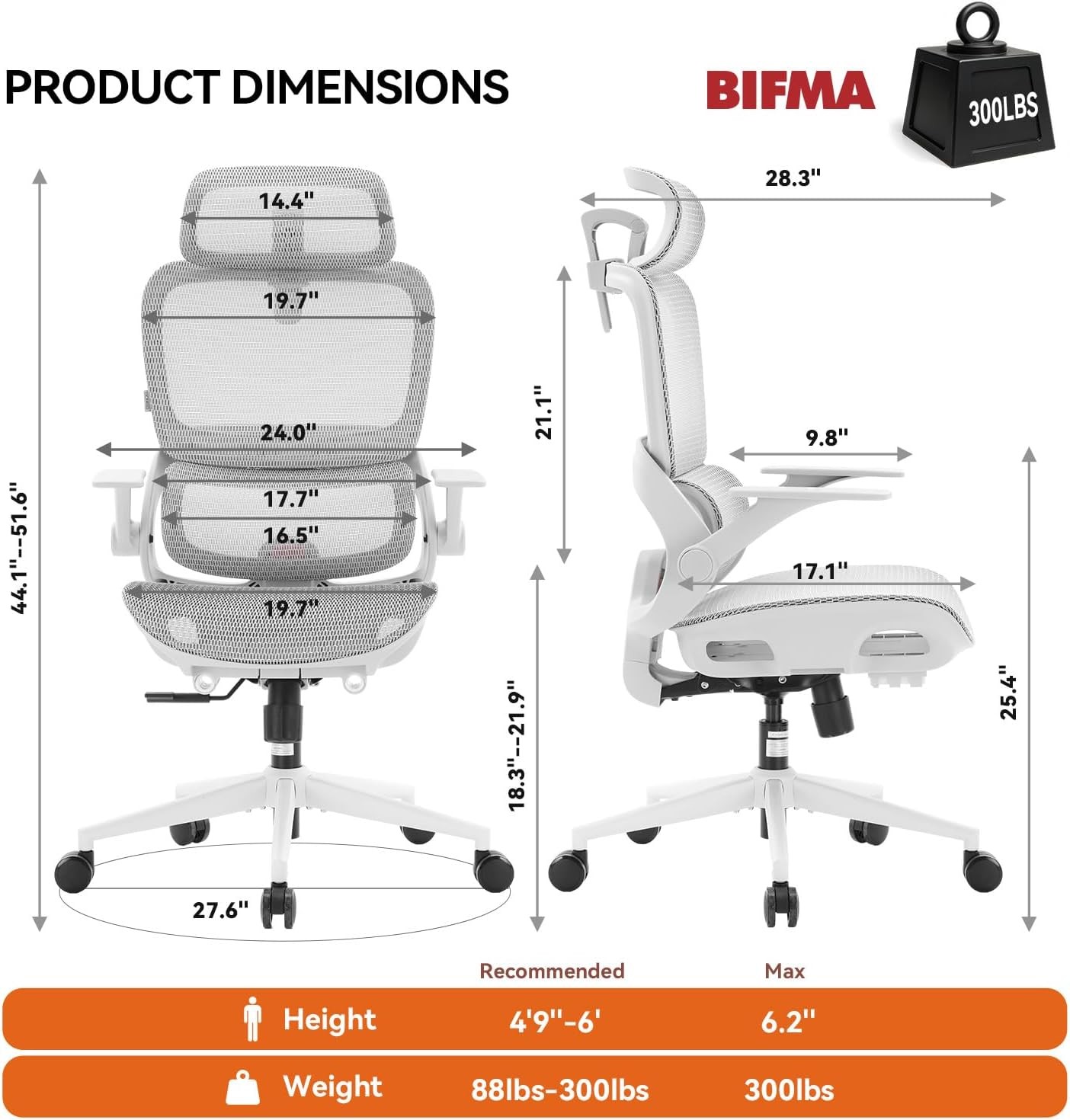 B100 Office Chair, Swivel Desk Chair for Long Hours, Grey