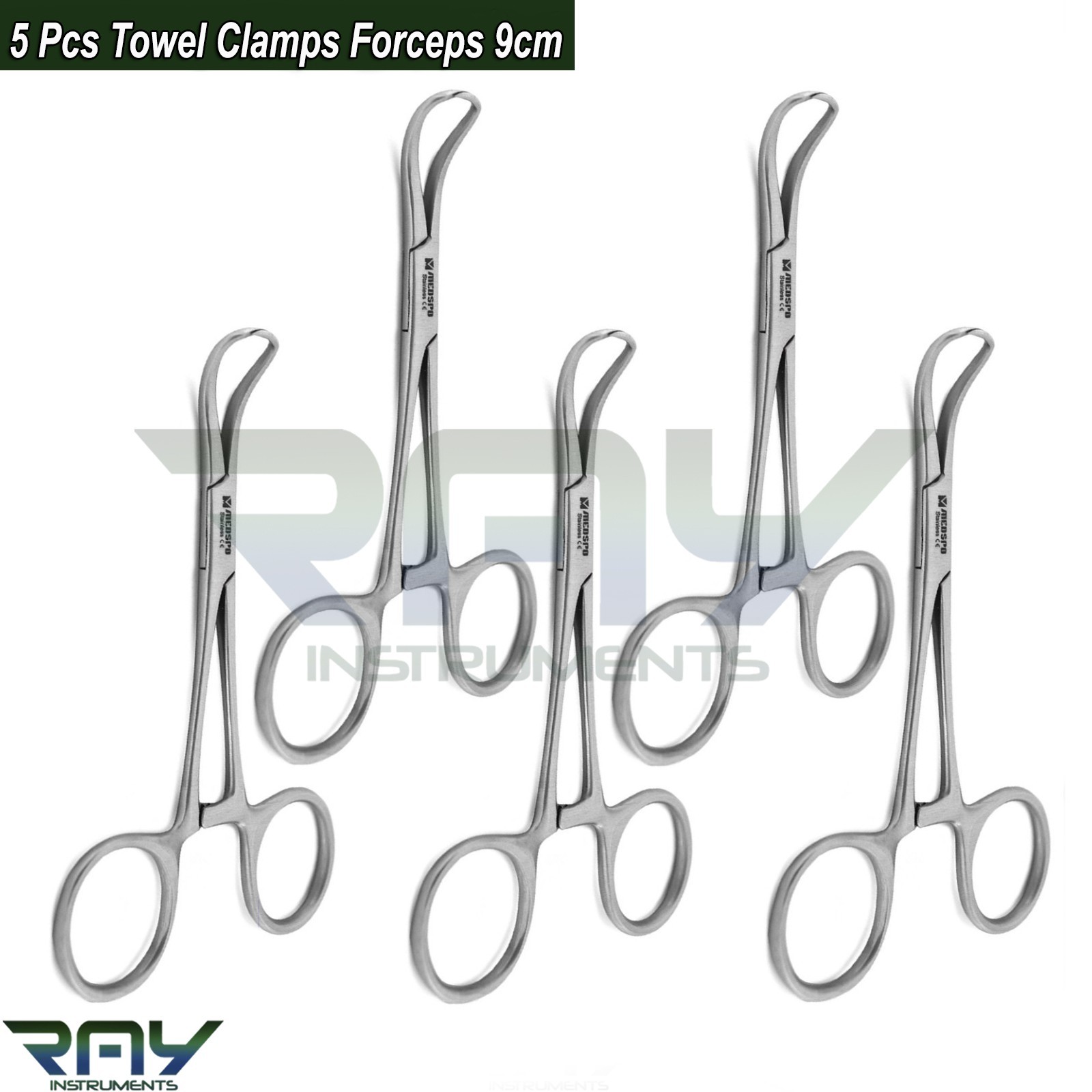 5 Pcs Backhaus Towel Clamp Forceps 9cm Tissue Grasping Veterinary Instruments