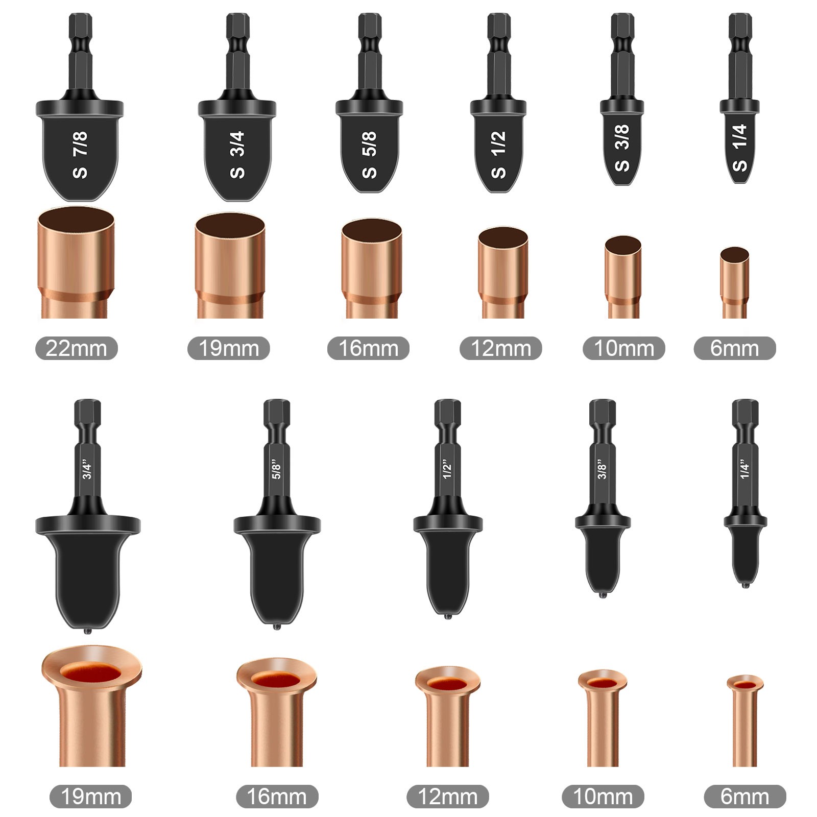 13x Copper Tube Expander & Deburring Scraper Tool HVAC Pipe Flaring Swage Drill