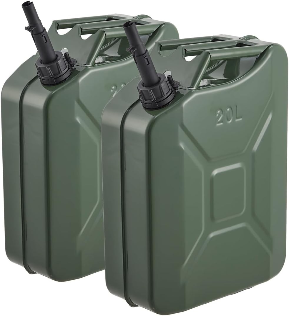 2PC 20L Metal Backup Tank Fuel Gas Gasoline Storage Can Sealing Petrol Container