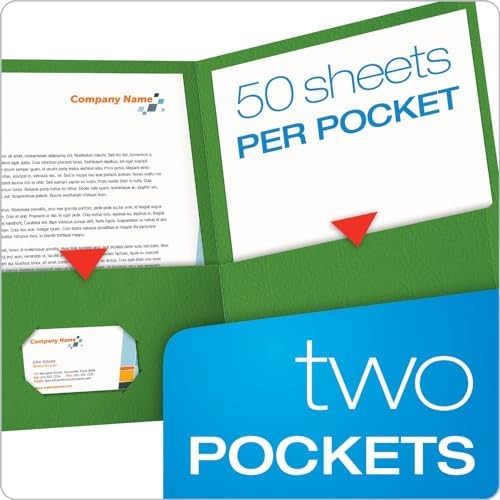 Oxford Two Pocket Folders, Textured Paper, Green, 25 Count (Pack of 1), Green