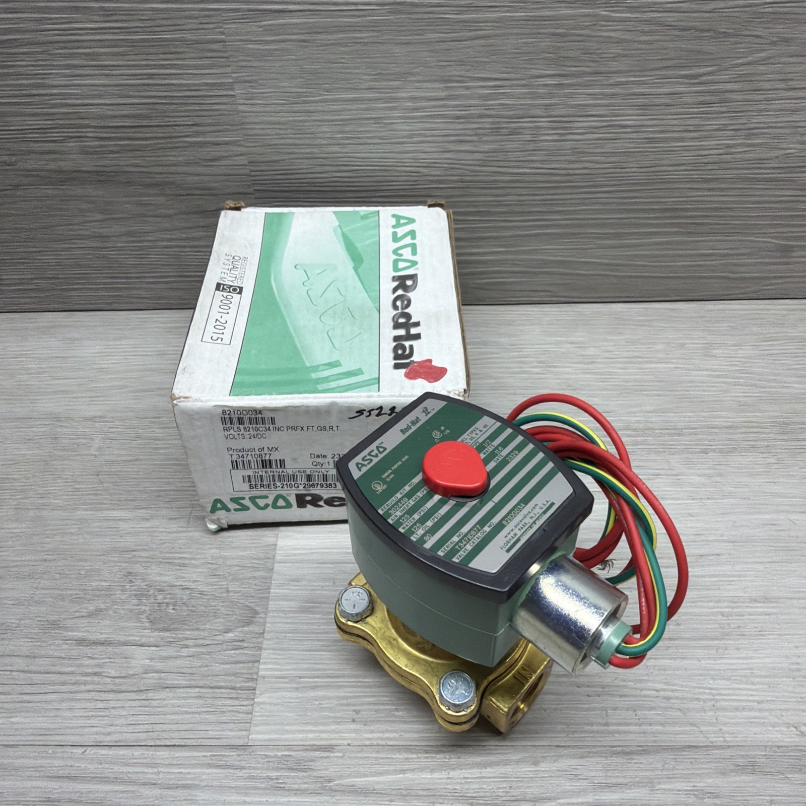 ASCO 8210G034 Red Hat Solenoid Valve, 24VDC Coil, 1/2” NPT Ports, New
