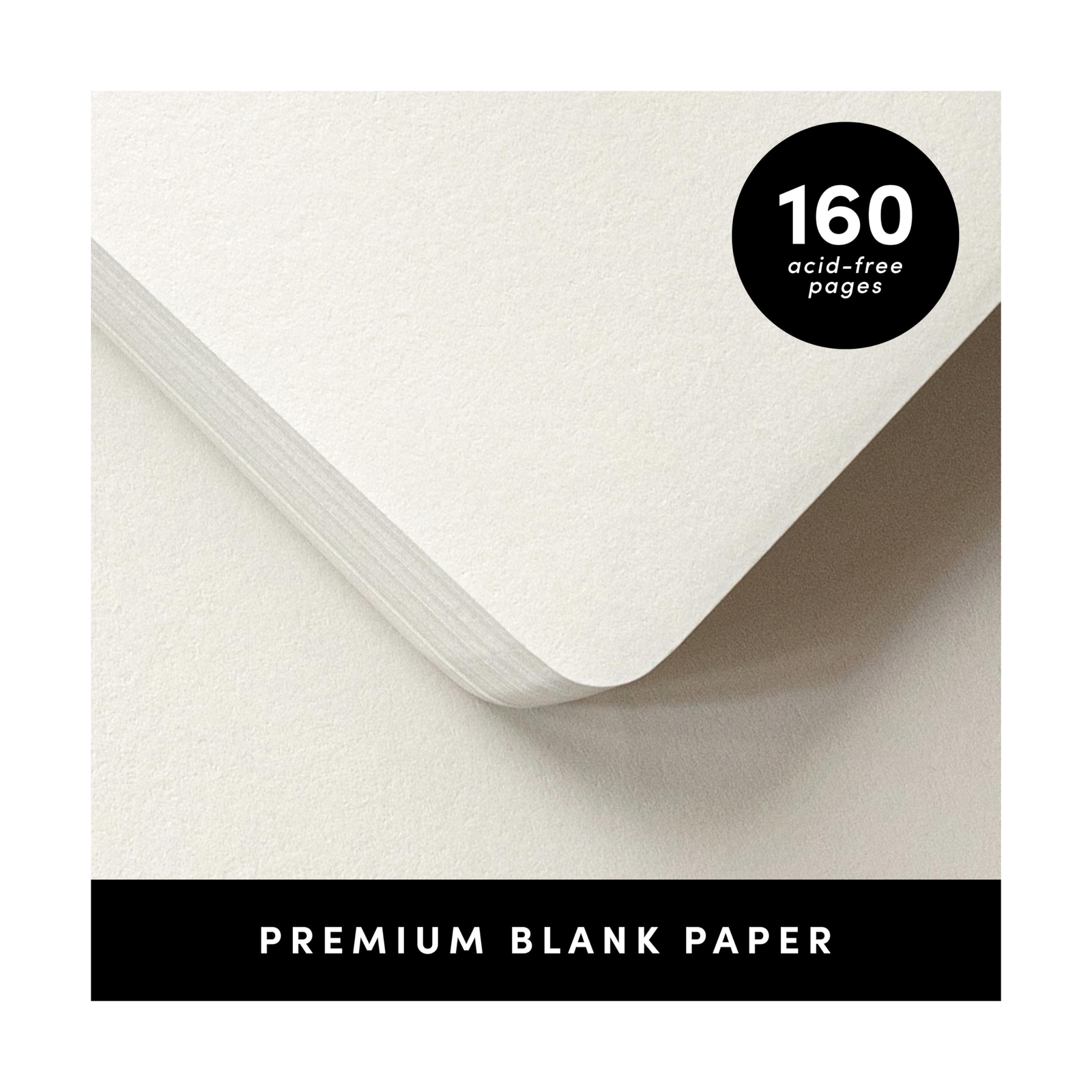 PAPERAGE Blank Journal Notebook, (Black), 160 Pages, Medium 5.6 in x 8 in – 1…