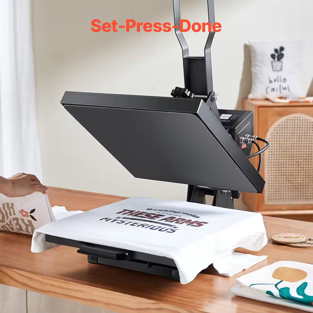 15X15 In. Heat Press Machine for T-Shirts, Even Heating, High Pressure, Easy Use