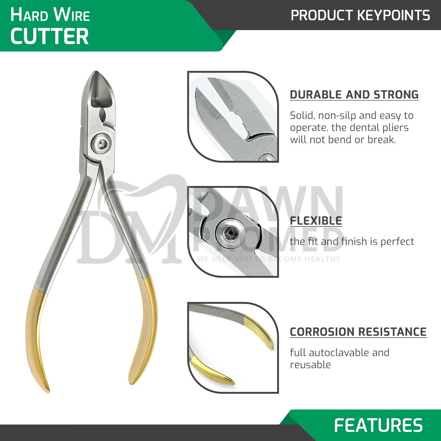 T/C German Hard Wire Cutter Pliers Dental Orthodontic Instruments 15 Degree CVD
