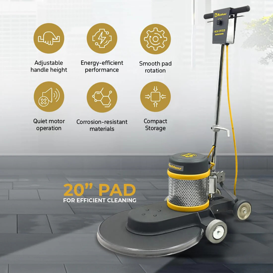 Koblenz B-1500-P High-Speed Floor Burnisher, Includes 20″ Floor Cleaner Pad, 1.5