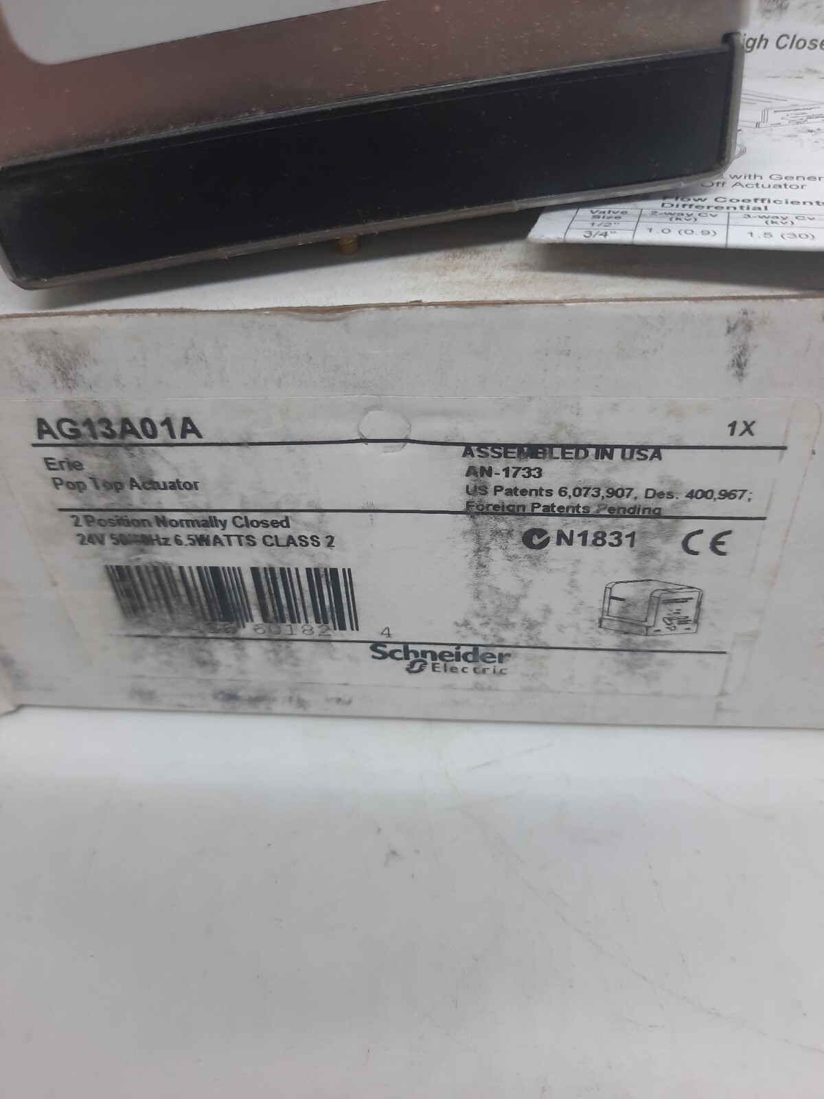 NEW Old Stock Schneider Electric AG13A02A Erie Pop Top Actuator