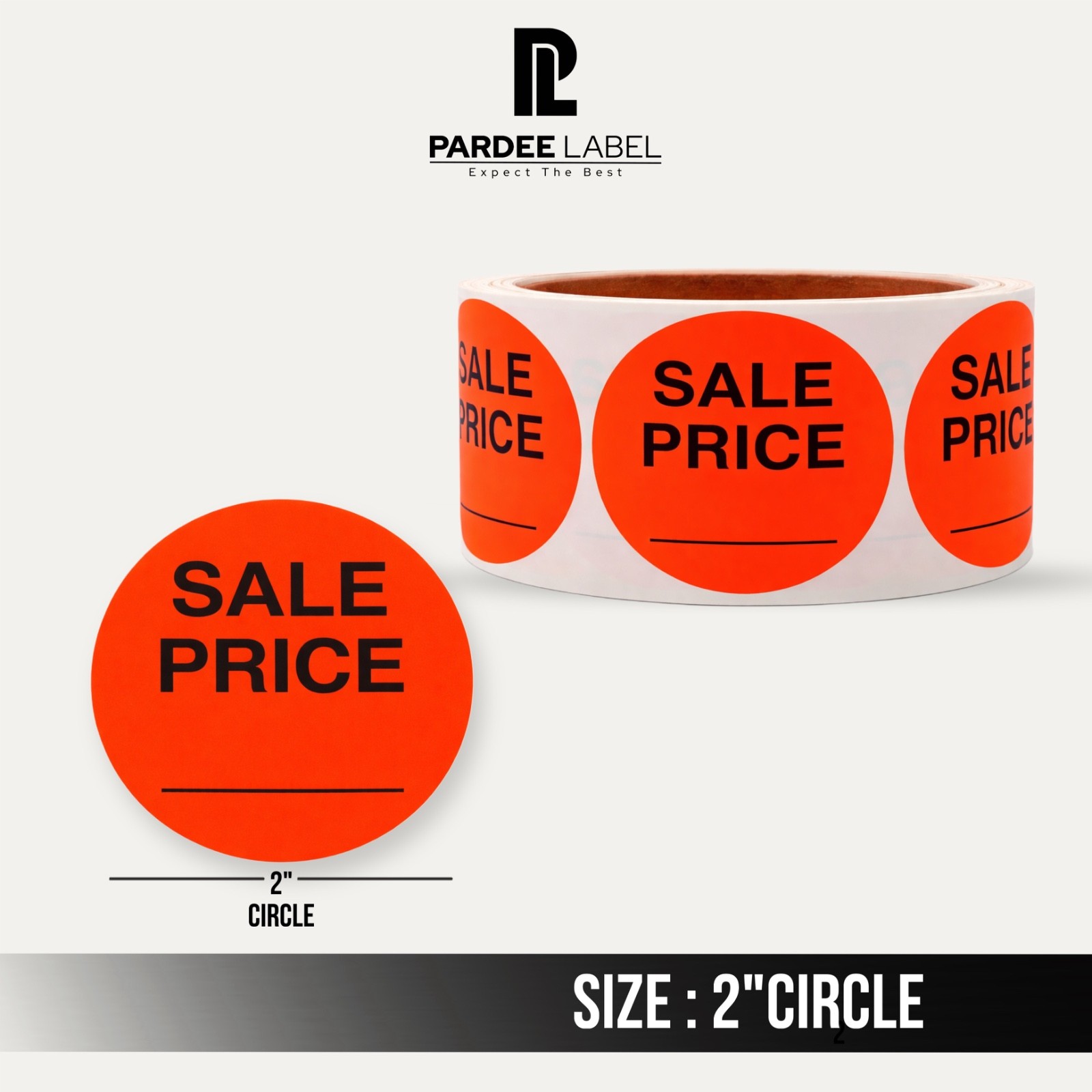 Sale Price Stickers Neon Red 2” Circle 250 Labels Per Roll Retail Labels