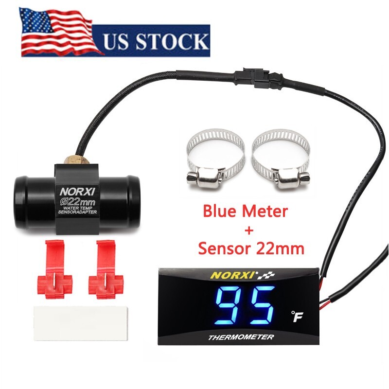 Motorcycle Water Temperature Gauge 32~248°F NORXI Fahrenheit Meter+22mm Sensor