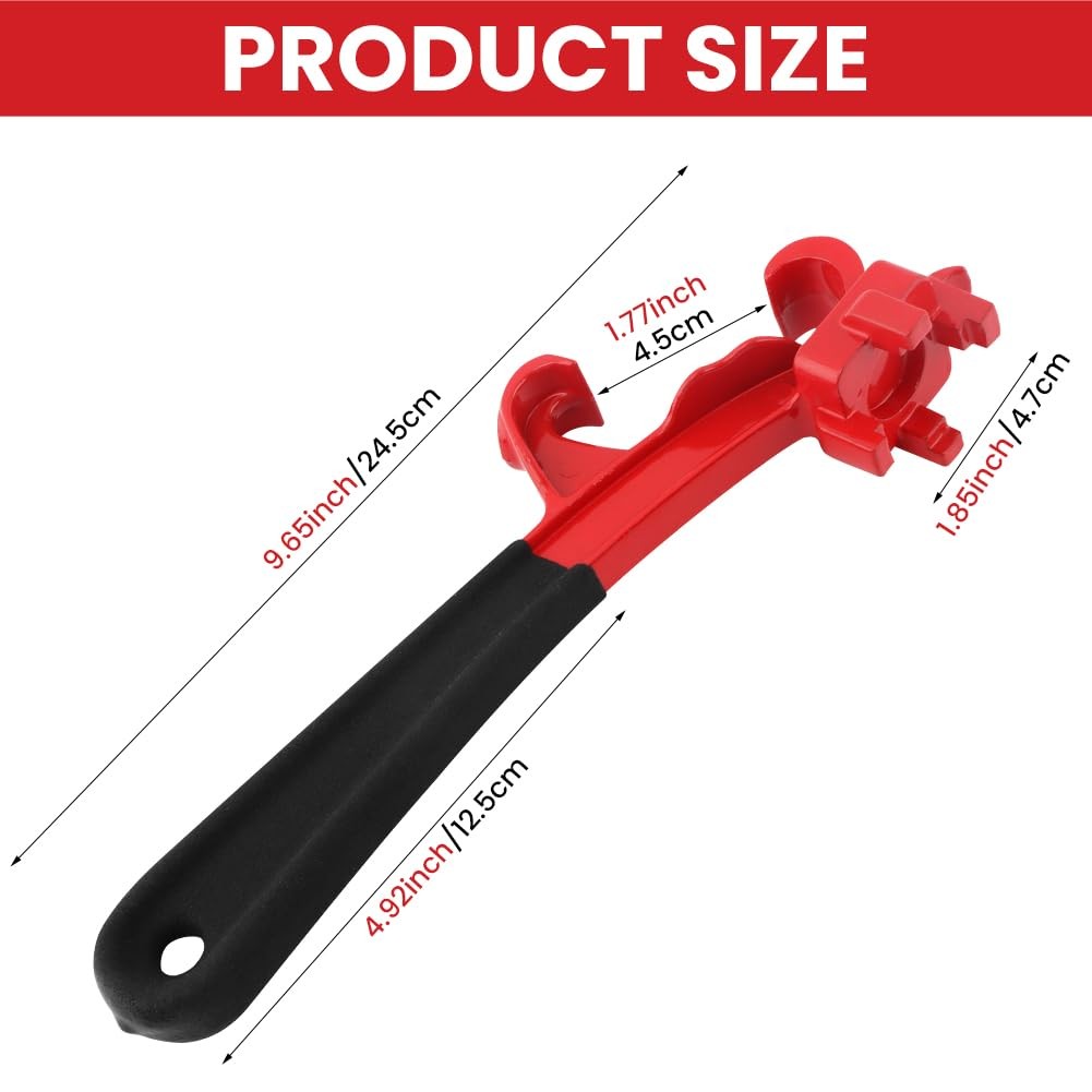 3-in-1 Bung Wrench & Bucket Opener Tool, 9.65 x 2.76 inches, black red