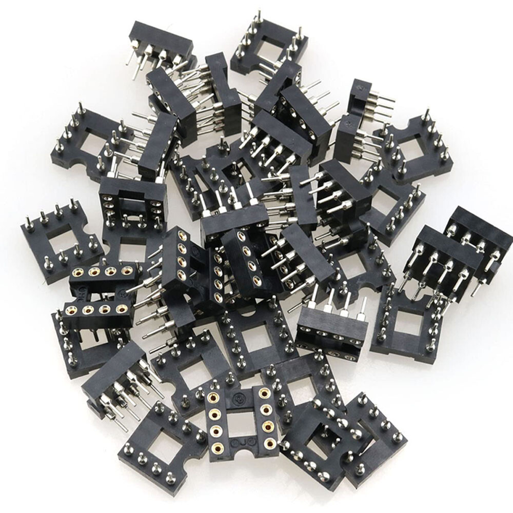 100PC 8 Pin DIP SIP Round IC Socket Adaptor Solder Type Gold Plated Machined USA