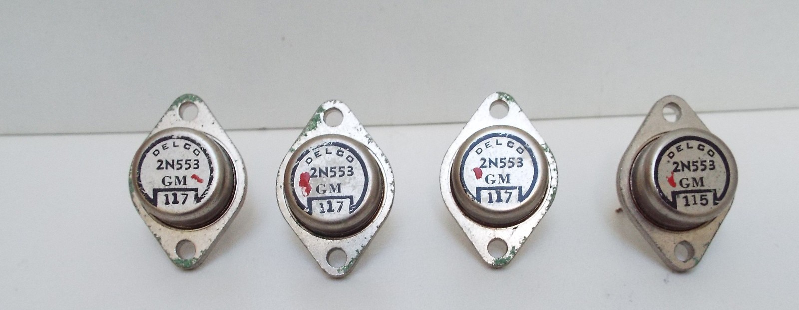Four NOS Delco GM 2N553 PNP Germanium Transistors TO-3 Package