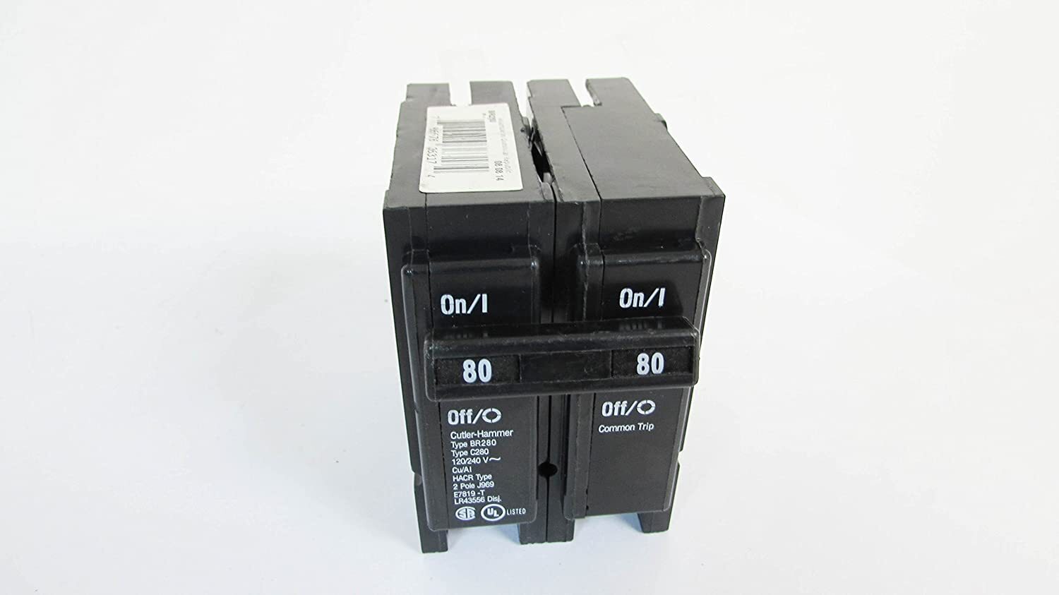 Eaton BR280 Plug-On Mount Type BR Circuit Breaker 2-Pole 80 Amp 120/240 Volt AC,
