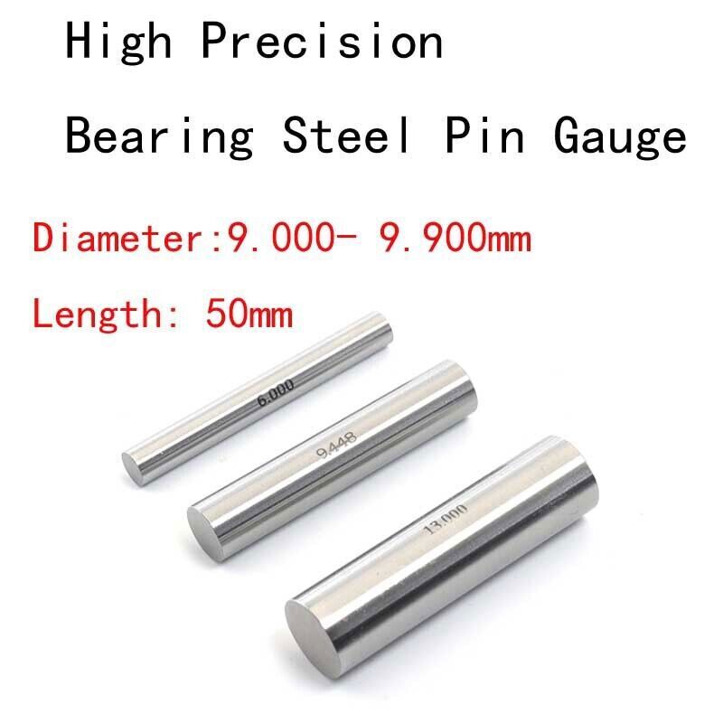 3pcs 9.000mm-9.900mm Diameter High Precision Bearing Steel Pin Gauge 50mm Length