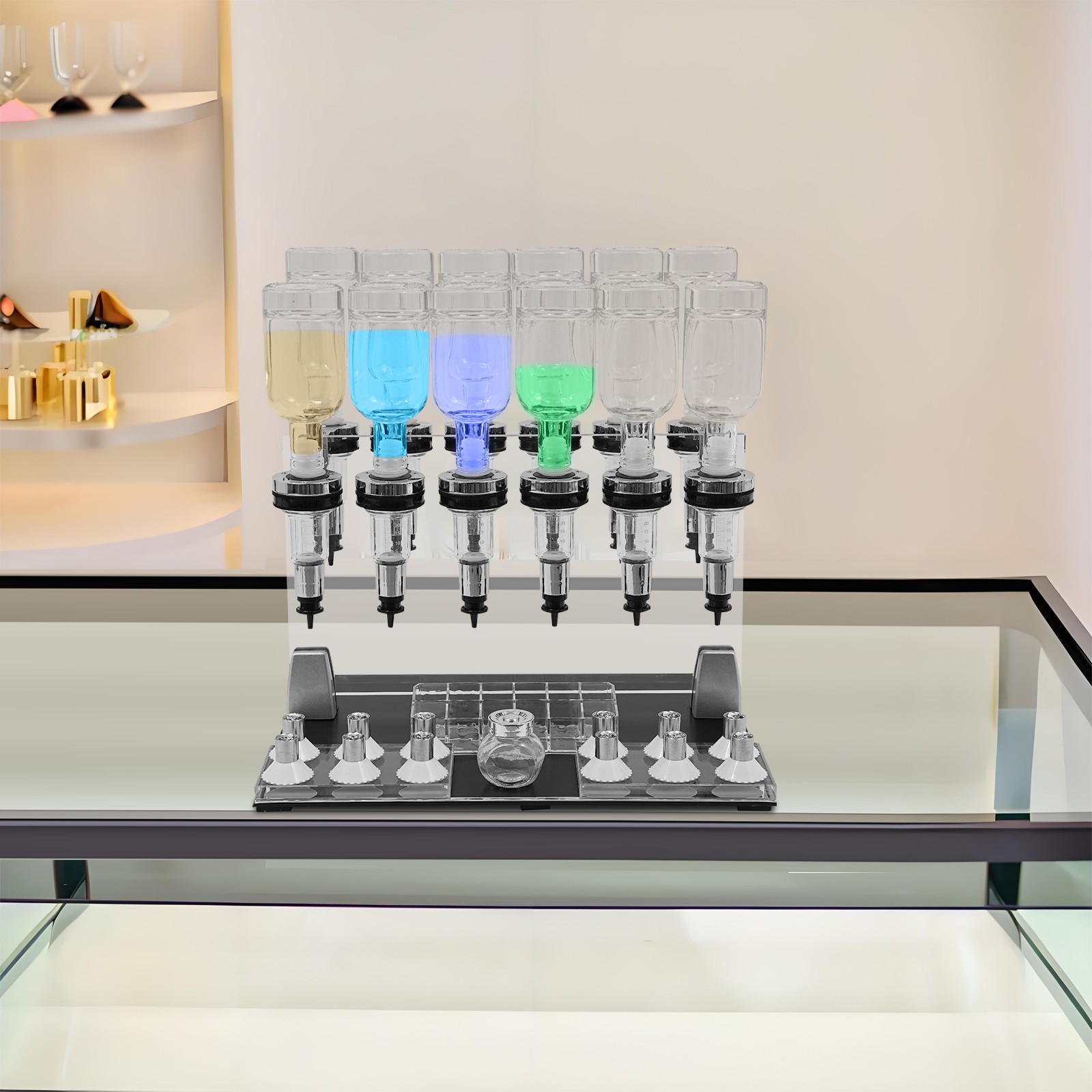 12 Bottles Manual Perfume Dispenser Desktop Perfume Dispenser Machine 200ml