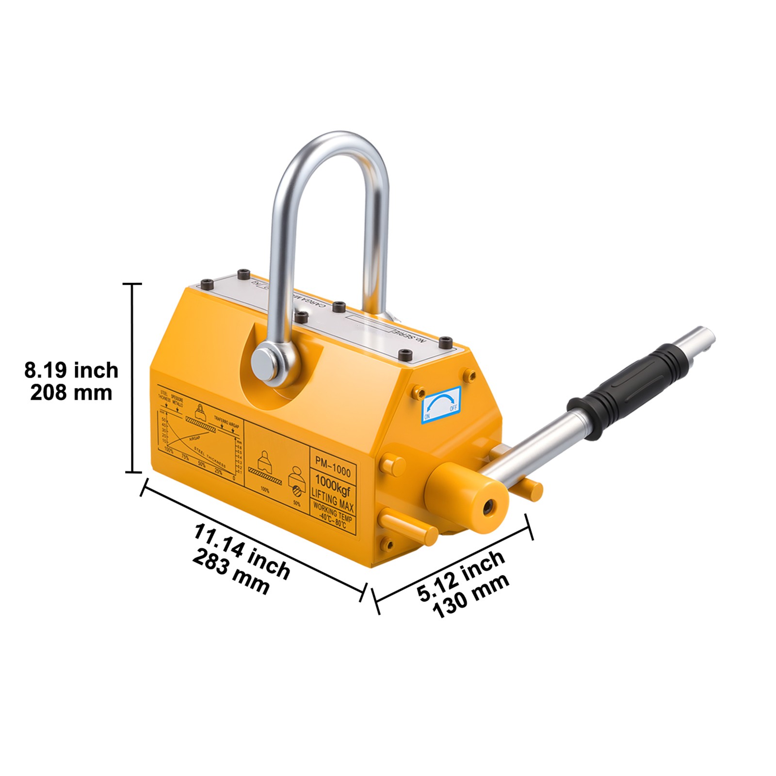 Uimoso Permanent Magnetic Lifter with 2200 lbs Load Capacity, N42 Magnet