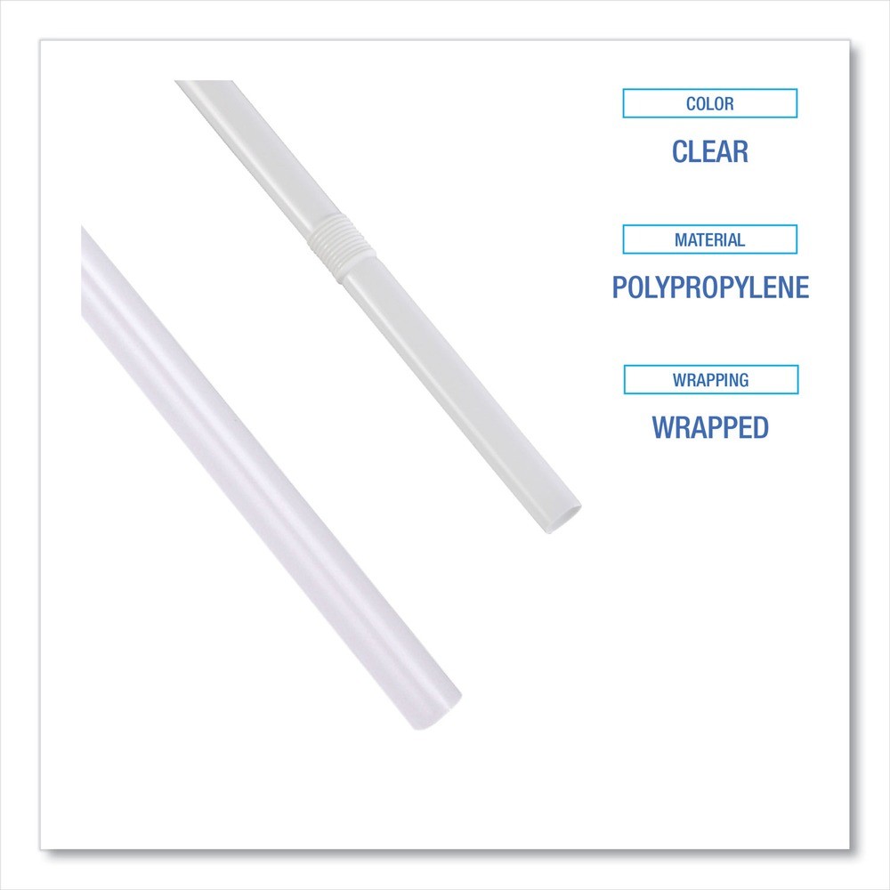 Boardwalk JSTW775CLR 7.75 in. Wrapped Jumbo Straws – Clear (12500/Carton) New