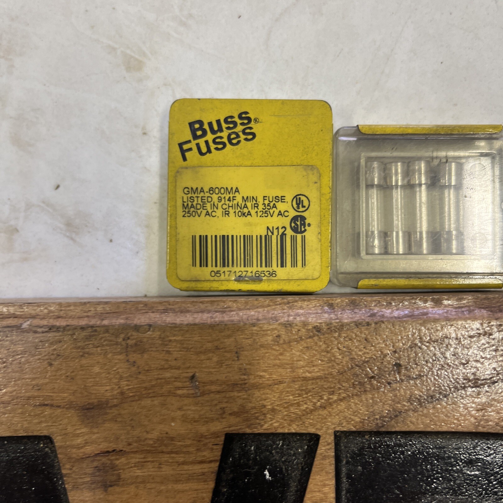 Bussmann GMA-600MA Buss Fuse 600MA 250V GMA600MA (Pack of 10)