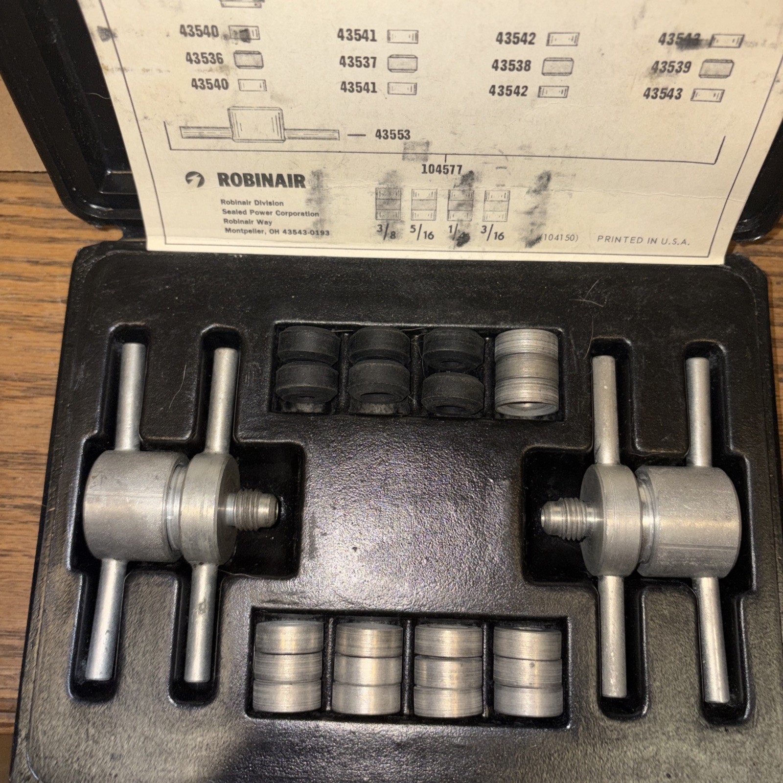 Robinair Process Tube Adapter Kit 12458 Missing Pieces