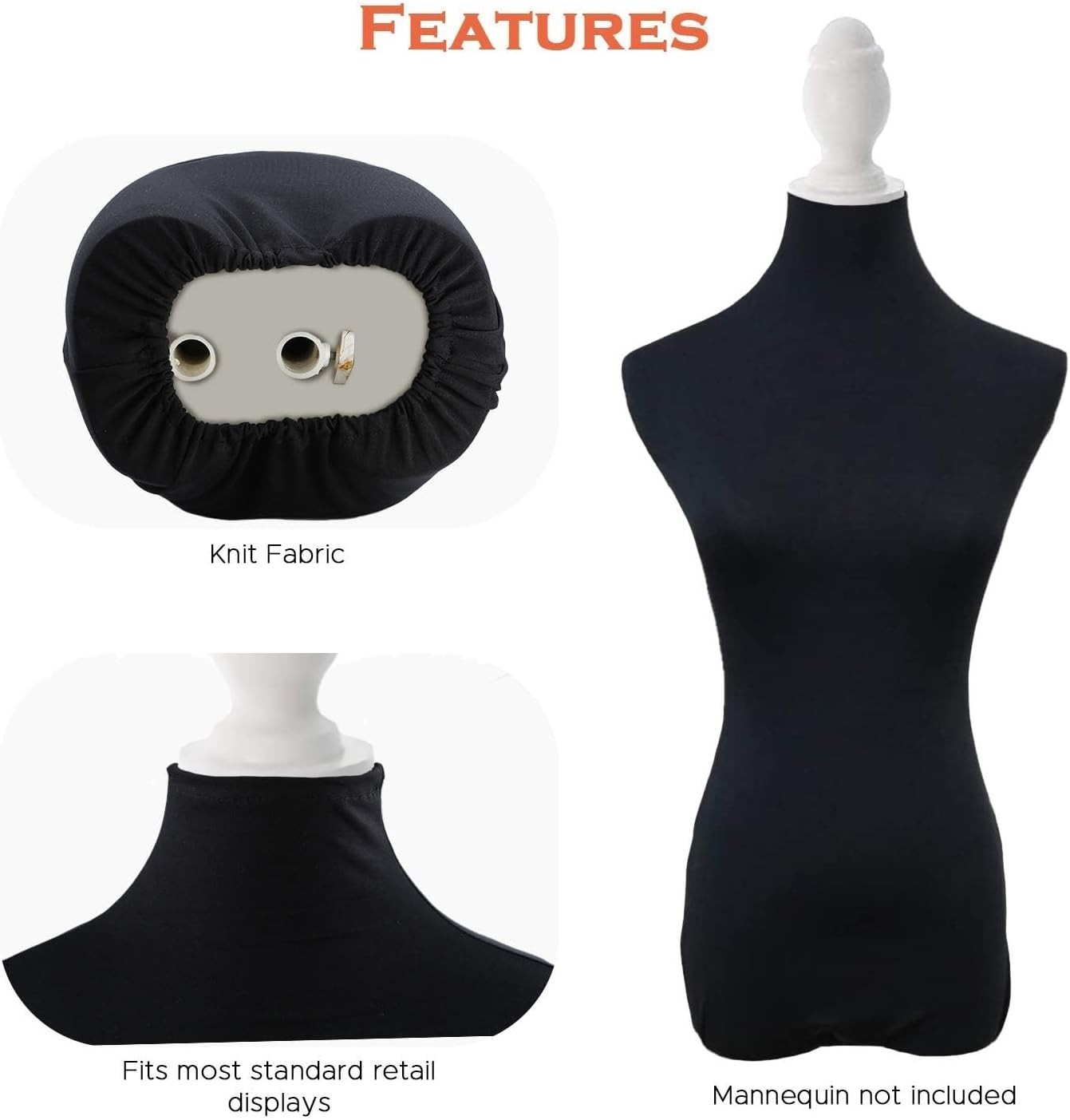 Black Superb Mannequin Fabric Cover, Soft Stretchy, for Fashion Designer Reta…