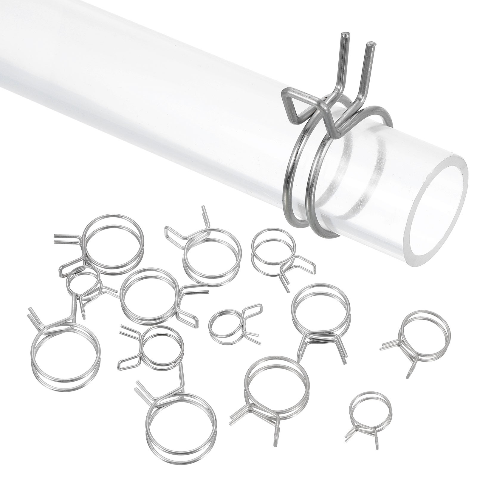 15Pcs 8mm/0.32inch Double Wire Spring Hose Clamp