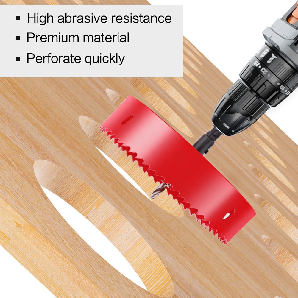 5.5 Inch Hole Saw, 5 1/2 M42 HSS Bi-Metal Cutter, 140, Red