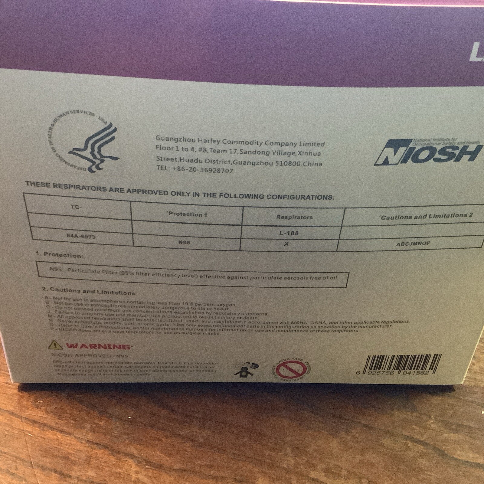 Niosh L-188 N95 Particulate Respirator Mask (20 masks)