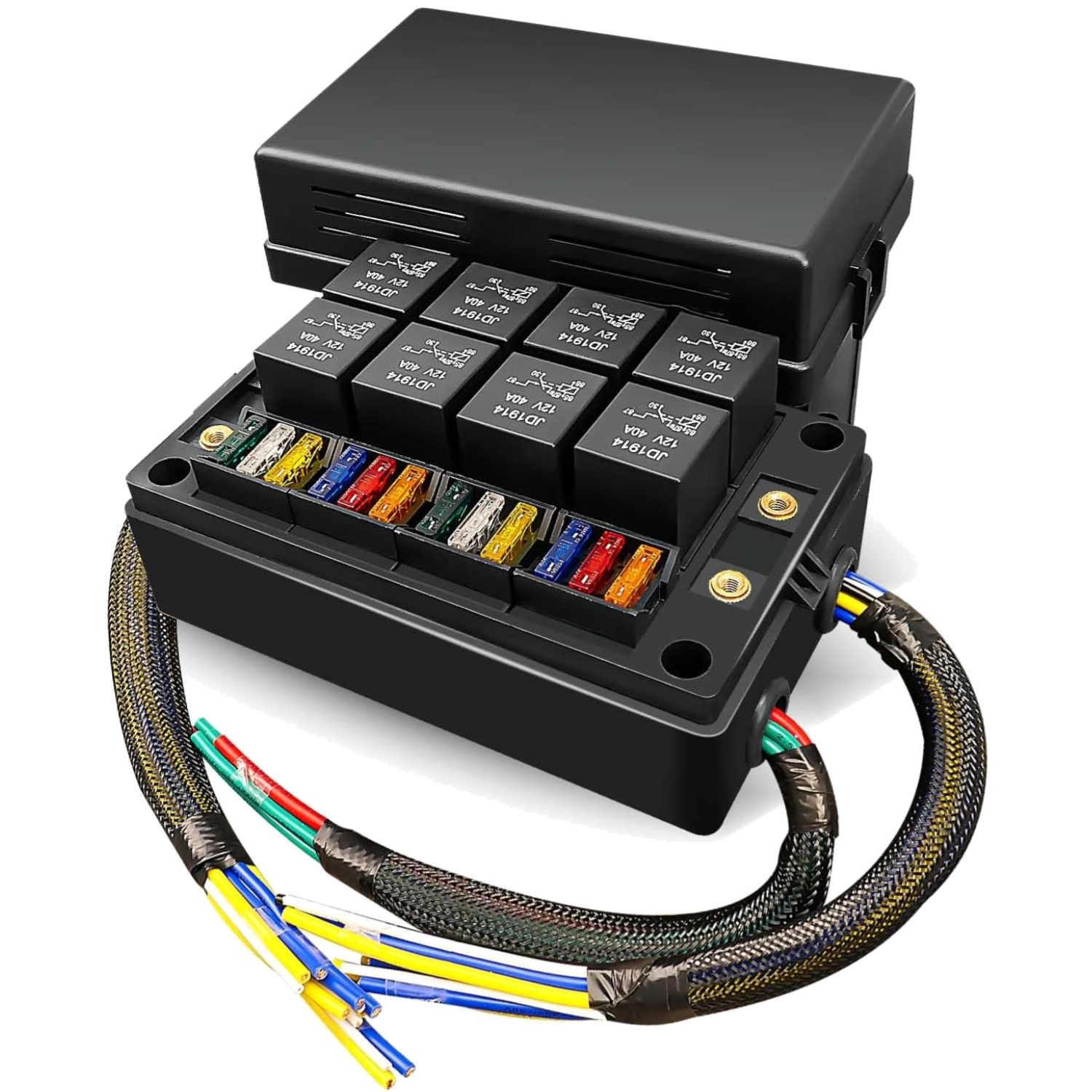 Pre-Wired 12V Relay Fuse Block with 8 Relays 12 Fuses