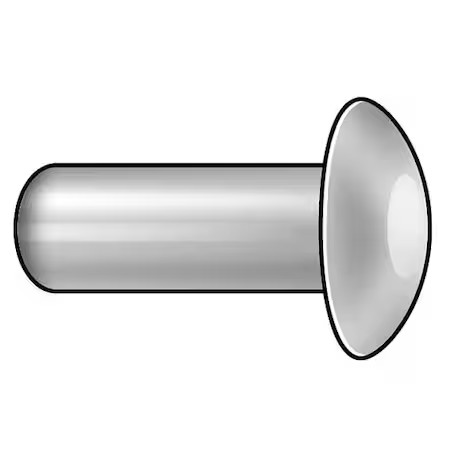 Semi-Tubular Rivet, Oval Head, 1/4 In Dia., 1/2 In L, Steel Body, 100 Pk,