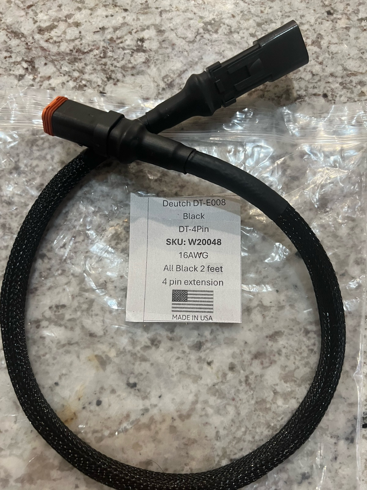 4 Pin DT Deutsch 2ft Extension cale 16 AWG , Tin coated (DT06-4s to DT04-4p)