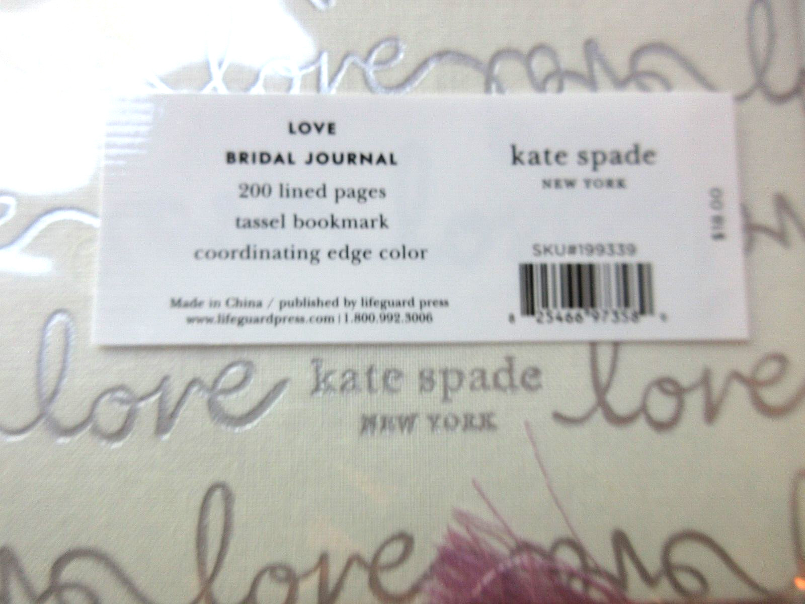 KATE SPADE LOVE BRIDAL JOURNAL TASSEL BOOKMARK 200 LINED PAGES LILAC ON WHITE