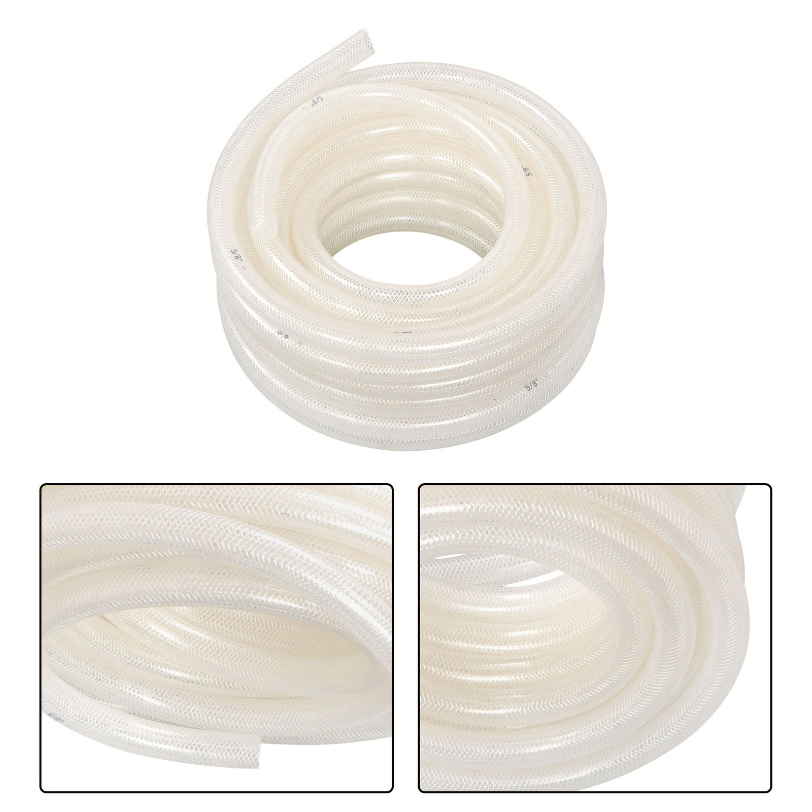 5/8″ ID x 7/8″ OD 50ft High Pressure Clear Braided PVC Hose, Heavy Duty Flexible
