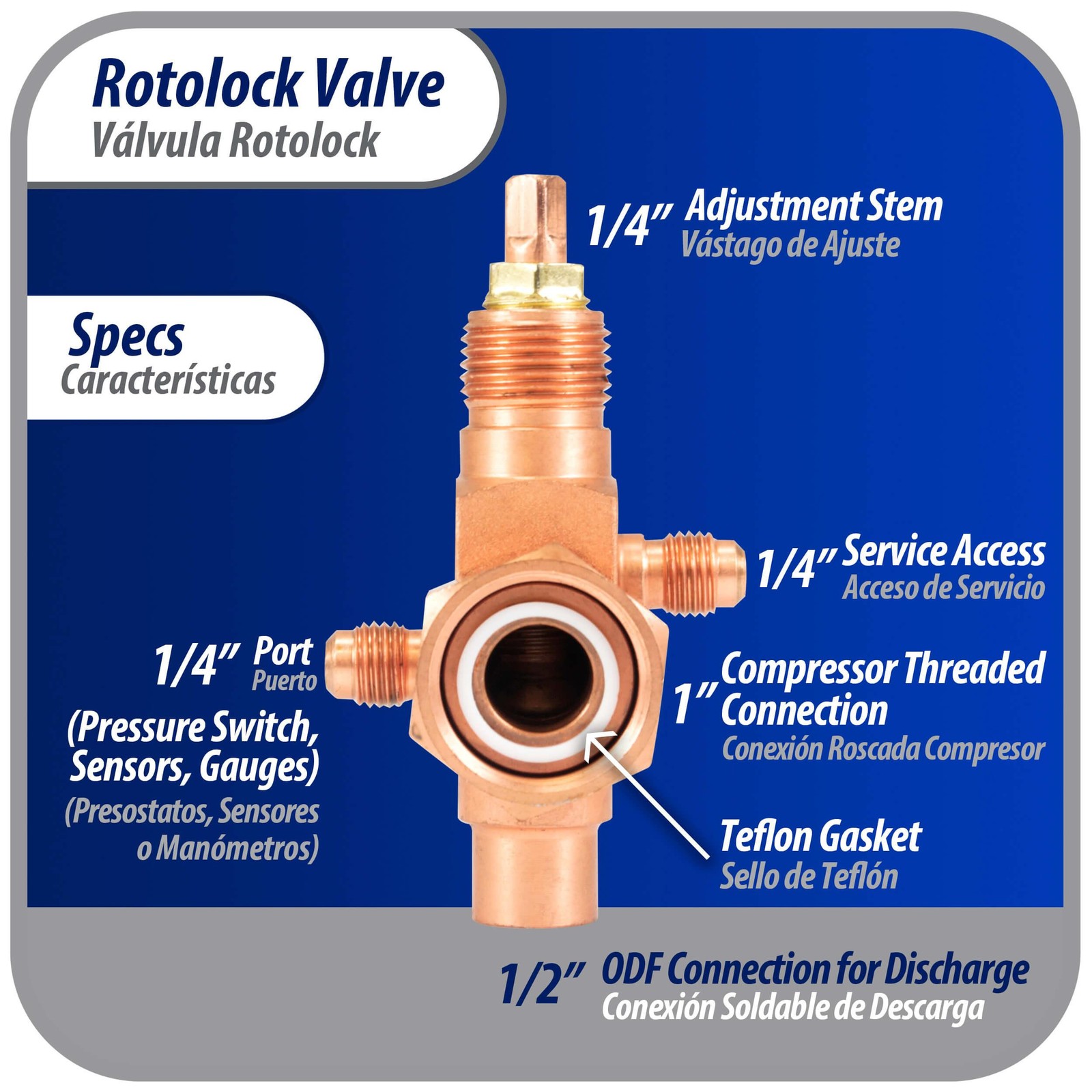 Appli Parts Rotolock Valve V06 1 in x 1/2 in ODF solder connection Universal rep